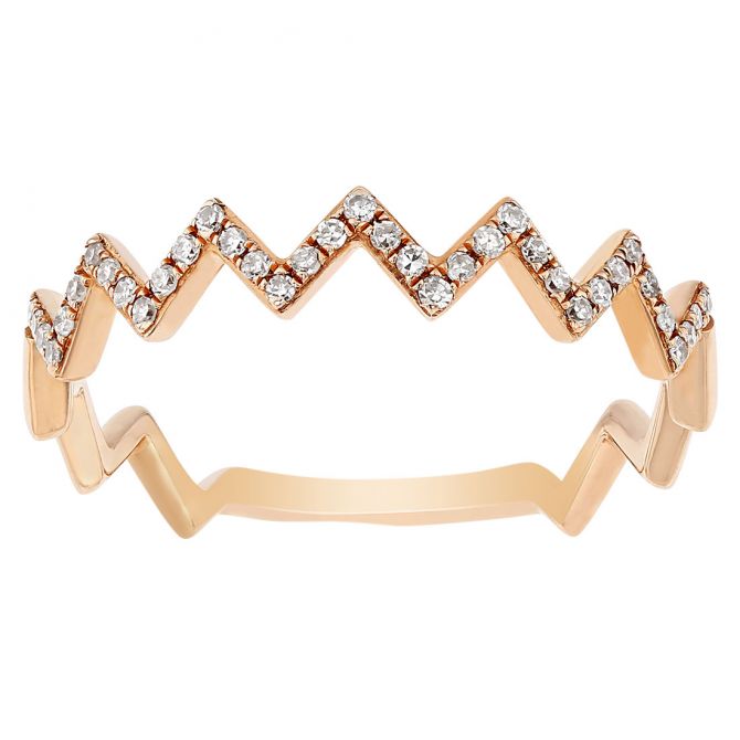 Diamond Zig Zag Ring in Rose Gold