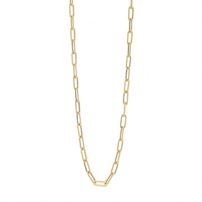 Roberto Coin Yellow Gold Alternating Polished & Fluted Fine Paperclip Chain Necklace, 17"