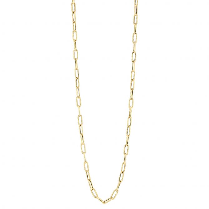 Roberto Coin Yellow Gold Alternating Polished & Fluted Fine Paperclip Chain Necklace, 22"