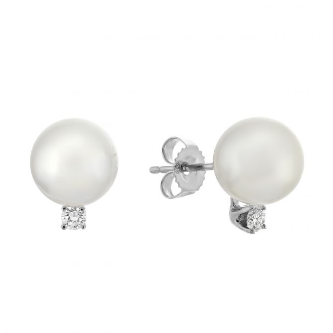 TARA Pearls Akoya Cultured Pearl & Diamond Stud Earrings in White Gold