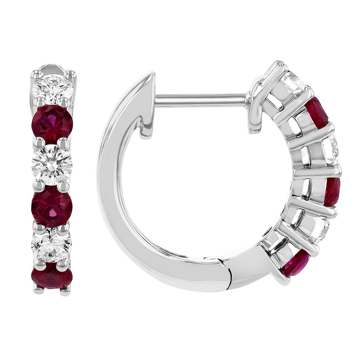 ruby and diamond huggie earrings