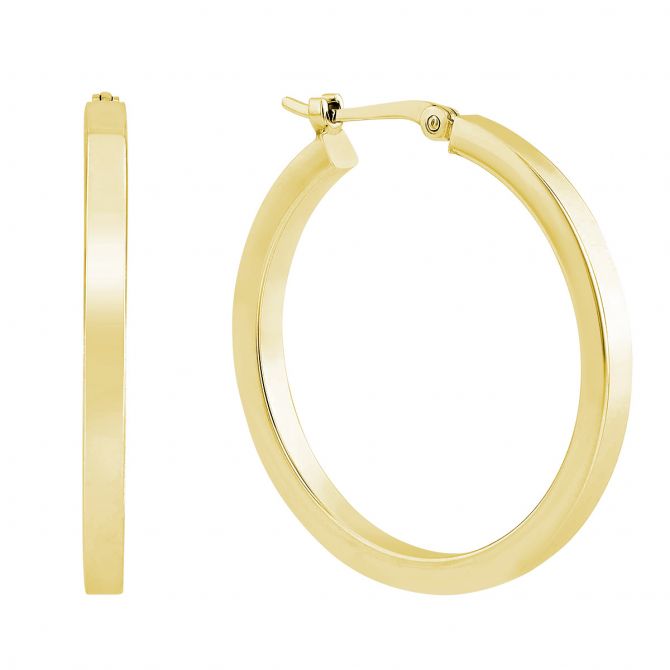 25mm Tube Hoop Earrings 14K Yellow Gold