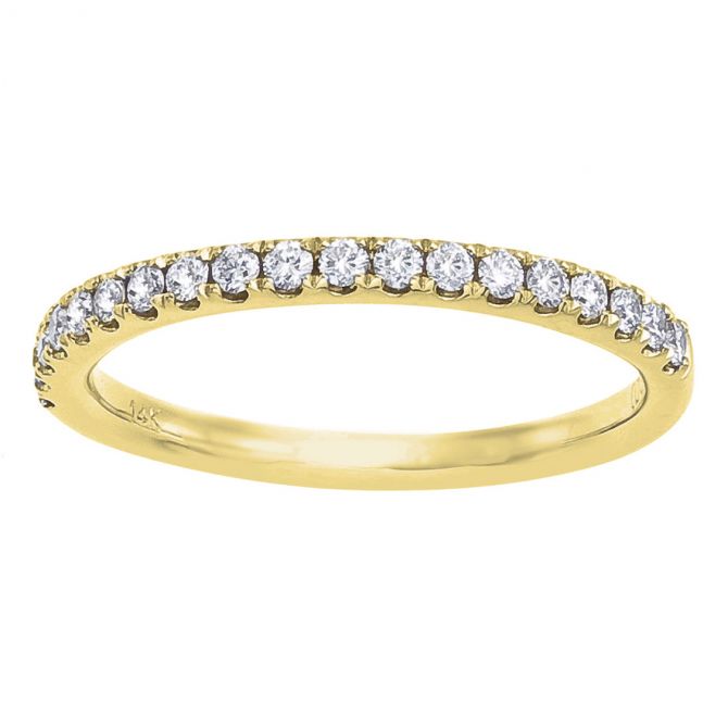 Diamond Pavé Half Shank Wedding Band in Yellow Gold