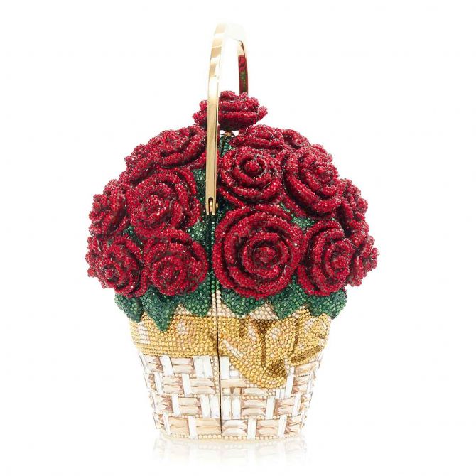 JUDITH LEIBER COUTURE Basket of Roses crystal-embellished gold-tone clutch