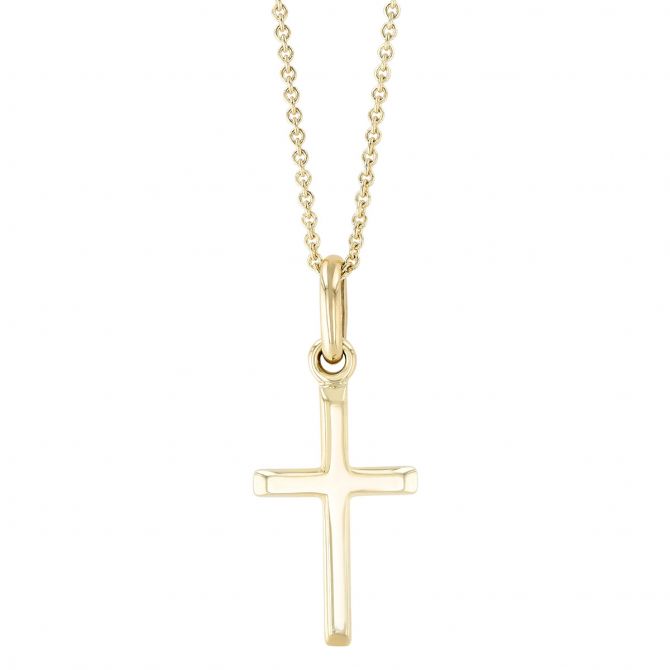 Yellow Gold Classic Cross Pendant, 16-18"