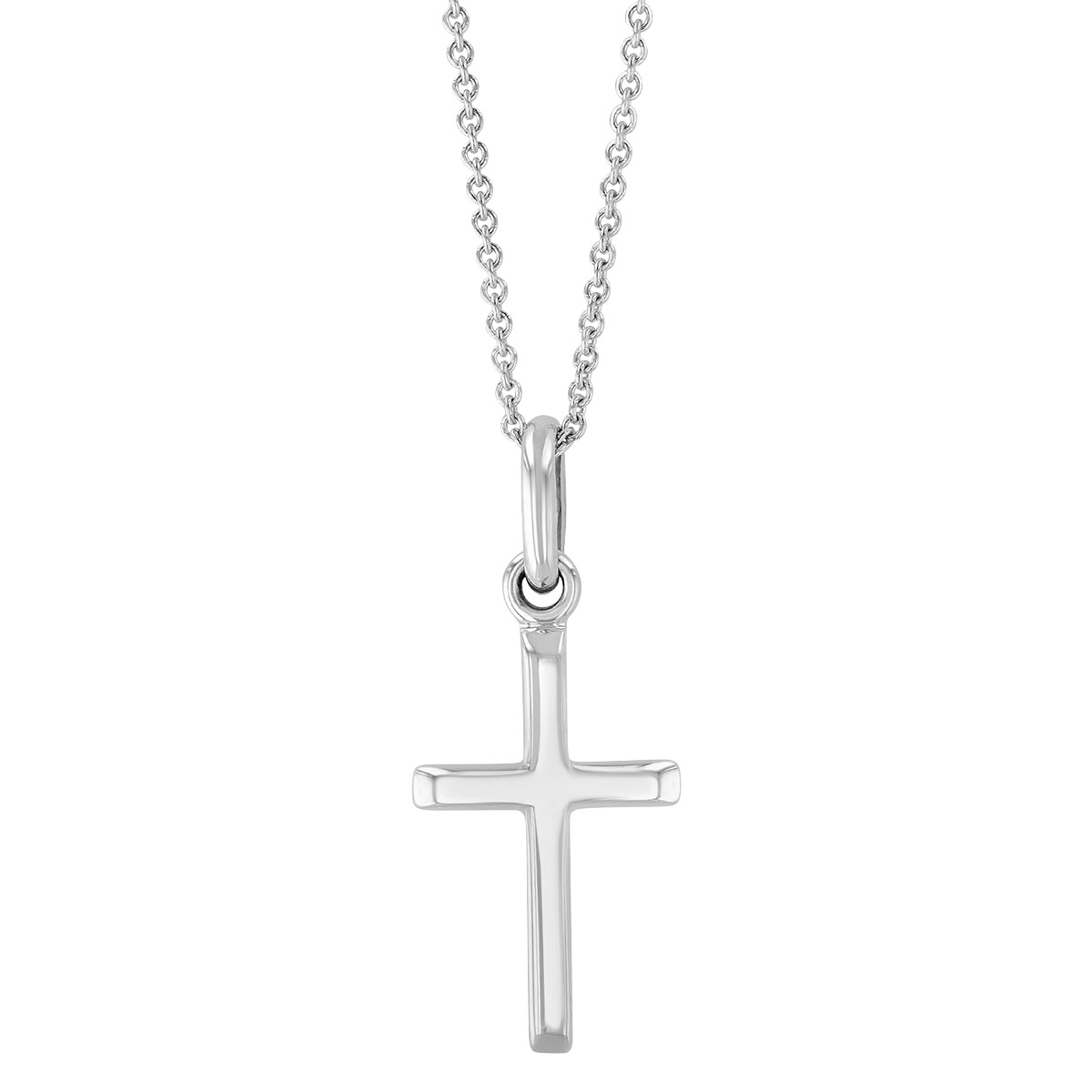 White Gold Classic Cross Pendant, 16-18