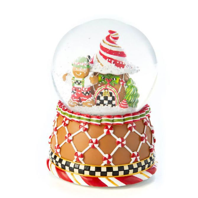 MacKenzie-Childs Candy Cottage Gingerbread Snow Globe