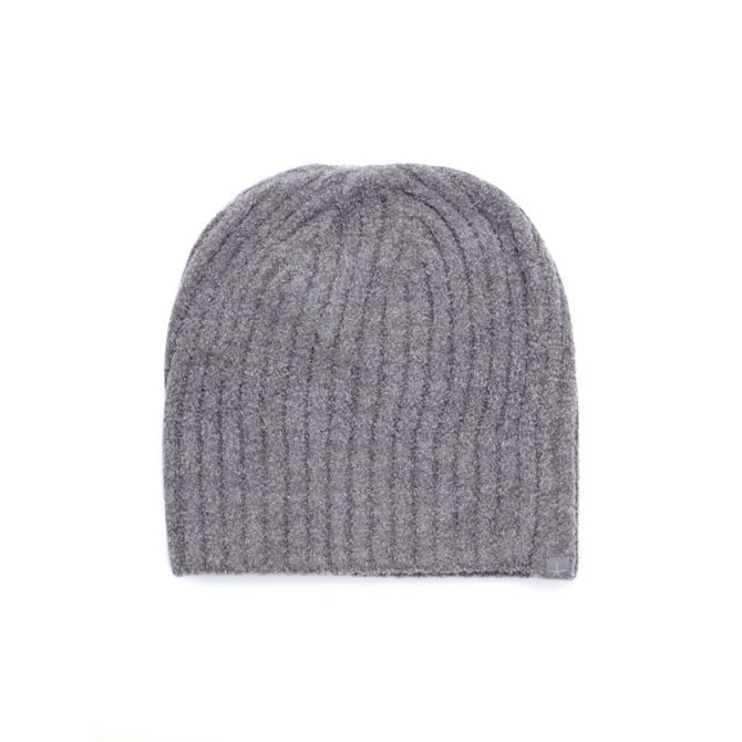 Barefoot Dreams Ribbed Beanie, Heathered Ash and Pewter