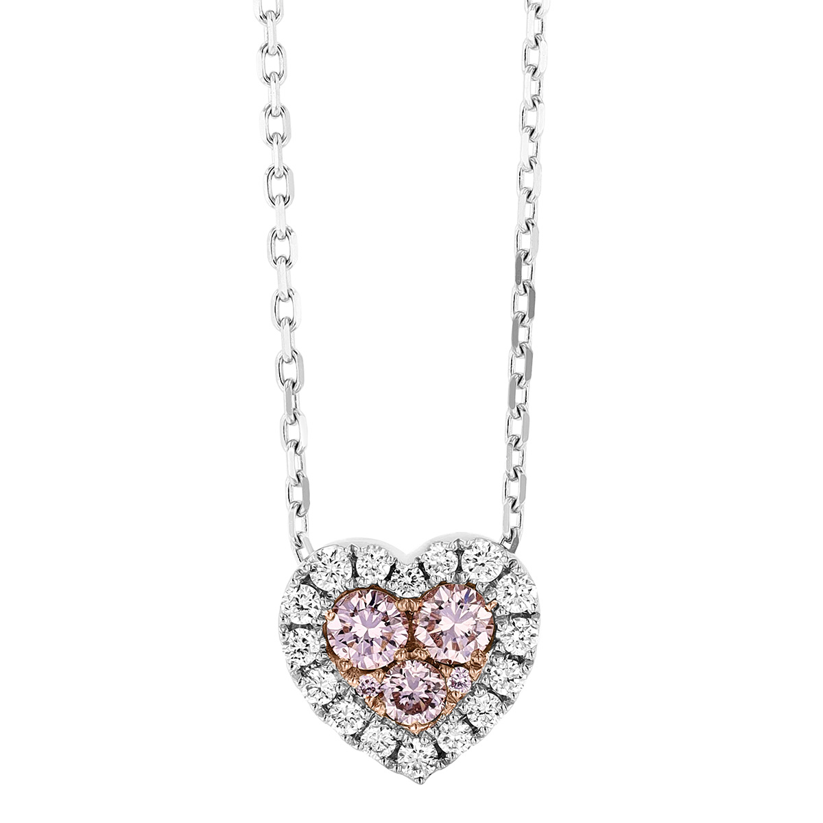 Frederic Sage Pink & White Diamond Heart Pendant in White & Rose Gold ...