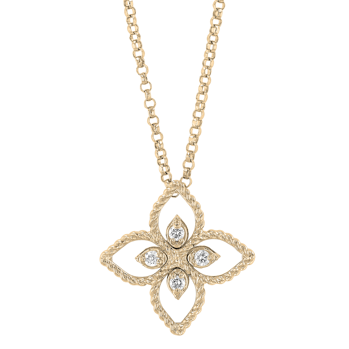 Principessa Small Diamond Flower Pendant in Two Tone, 18