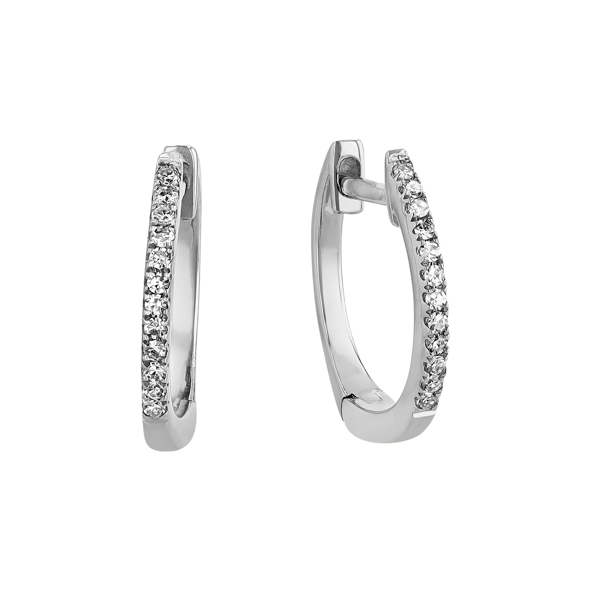 14K White Gold Diamond Small Huggie Hoop Earrings, 0.08 aptw | Borsheims