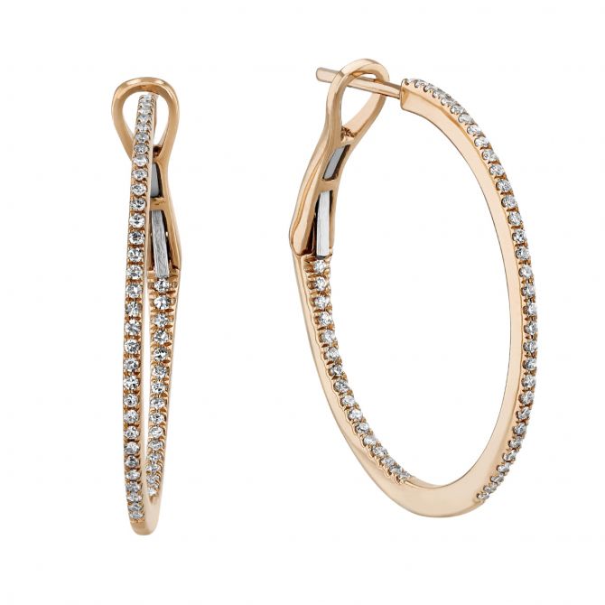 Diamond Inside-Out Hoop Earrings in Rose Gold, 0.28 aptw