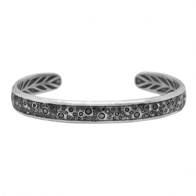 John Varvatos Stardust Sterling Silver Cuff Bracelet with Black Diamonds