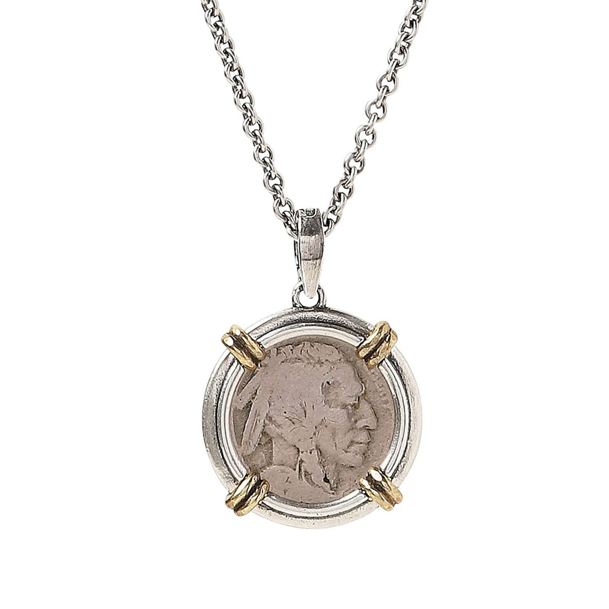 John Varvatos Sterling Silver Vintage Coin Pendant Necklace | JV-NPD24 ...