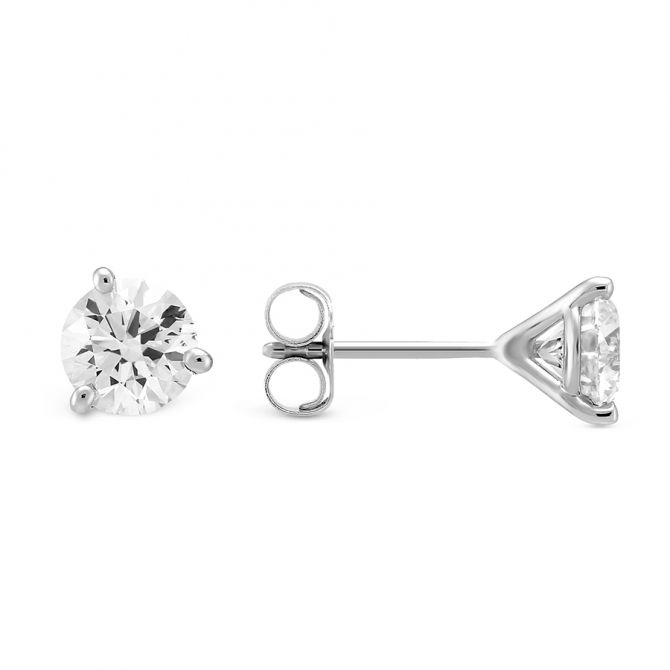 14k White Gold 8-prong Round Brilliant Diamond Stud Earrings (1 Ct. T. –