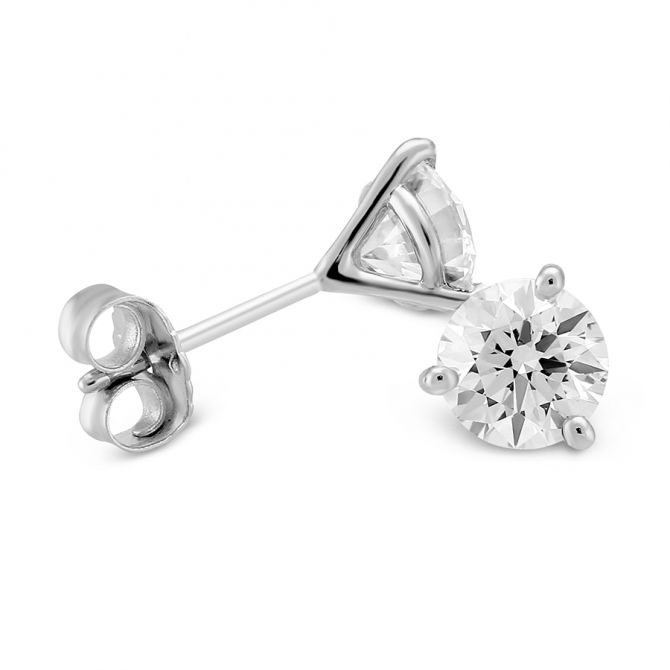 14k White Gold 8-prong Round Brilliant Diamond Stud Earrings (1 Ct. T. –