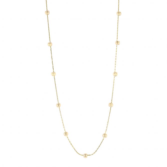 Yellow Gold Beaded Cable Chain, 18"