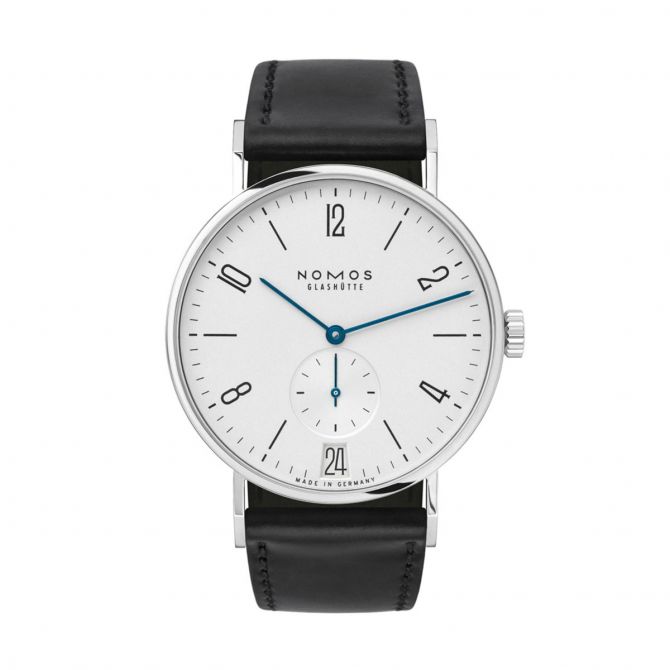 Nomos Glashuette Tangente Date 38mm Watch, White and Black Dial