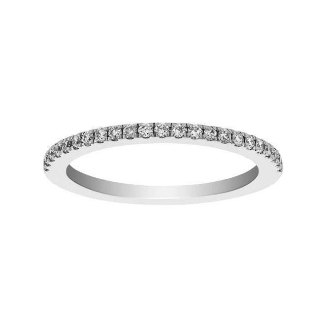 Diamond Pavé Wedding Band in White Gold, 0.16 cttw