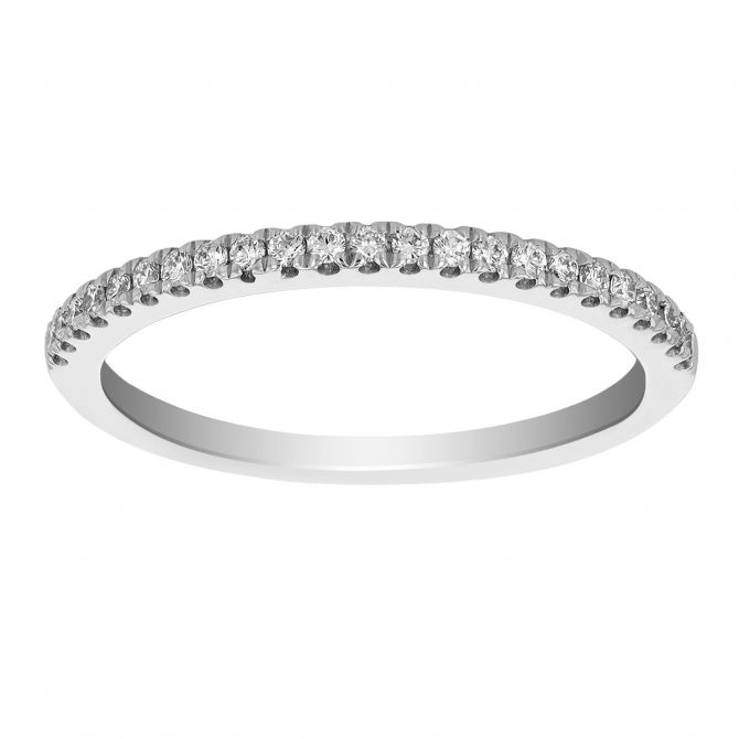 White Gold Diamond Wedding Band, 0.16cttw