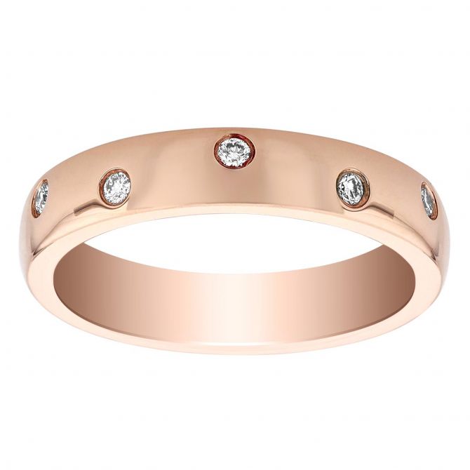 Diamond Scatter Inlay Wedding Band in Rose Gold