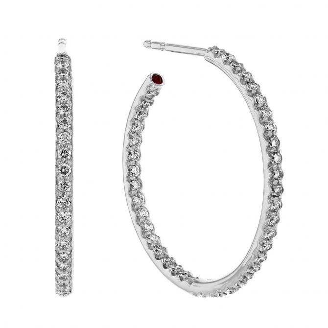 Roberto Coin Inside Outside Diamond Hoop Earrings in 18K Gold, 0.80 cttw