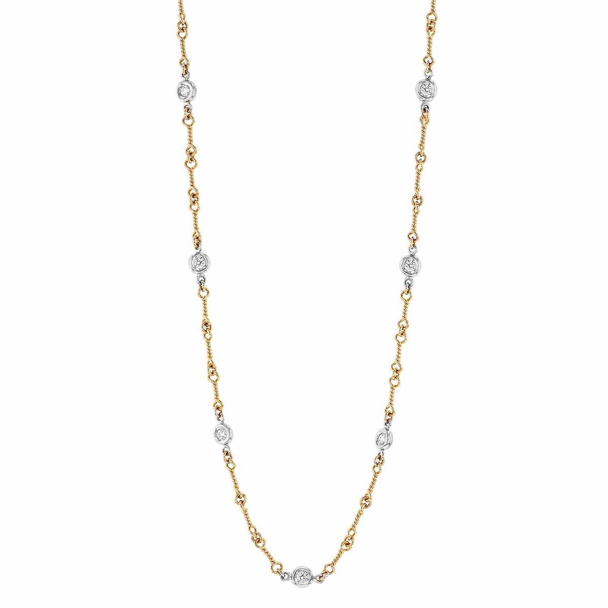 Roberto Coin Diamonds By The Inch 7 Station Necklace in Yellow & White ...