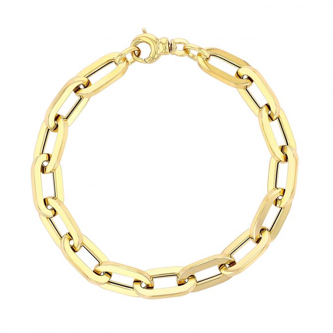 Roberto Coin Oro Classic Yellow Gold Paperclip Link Chain Bracelet, 8"