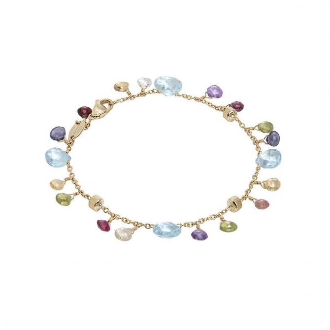 Marco Bicego Paradise Blue Topaz & Mixed Gemstone Single Strand Bracelet in Yellow Gold