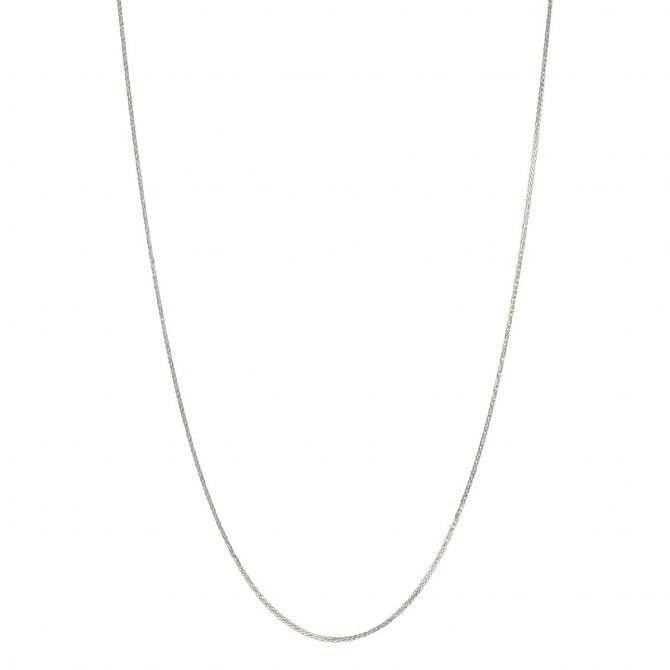 White Gold 1 mm Wheat Chain, 18"