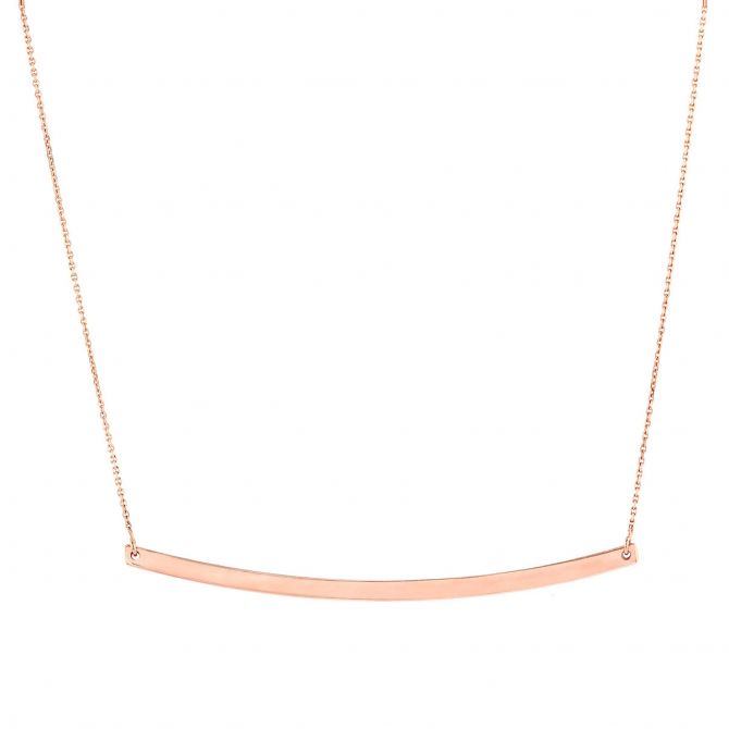 Rose Gold Curved Bar Necklace, 18"