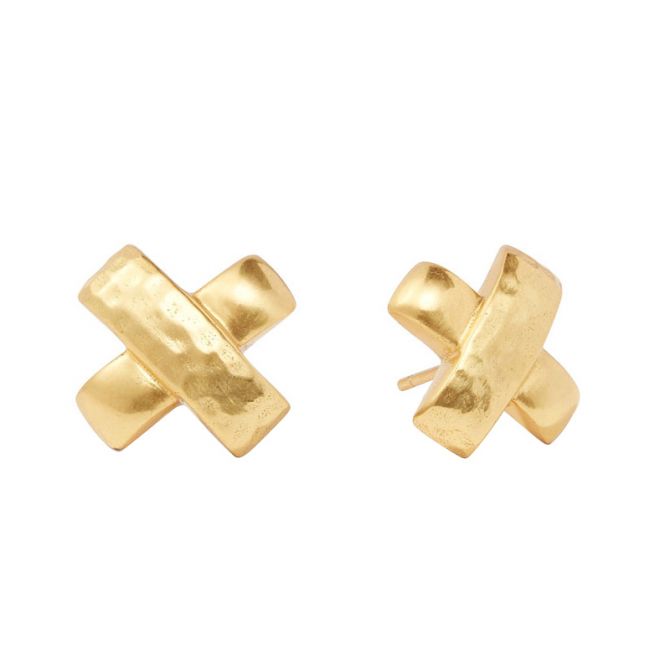 Julie Vos Catalina X Stud Earrings in Gold Tone