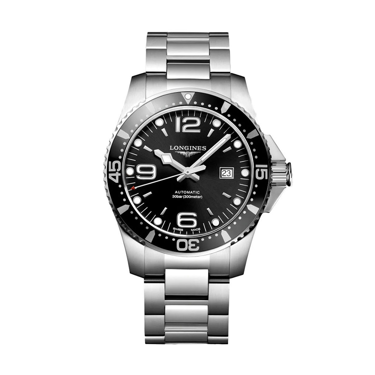 Longines 44mm Hydroconquest Men's Watch, Sunray Black Dial | L38414566 ...