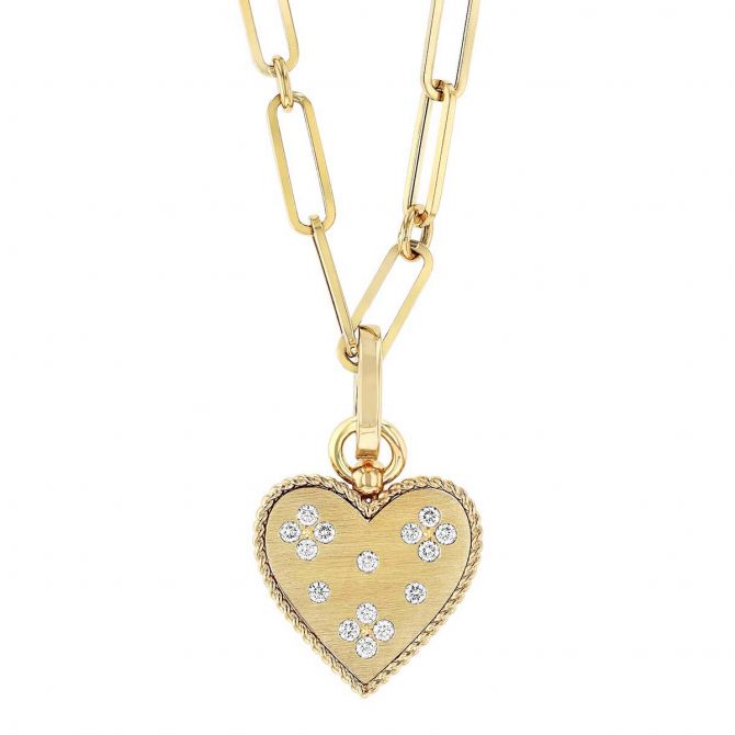 Roberto Coin Yellow Gold Diamond Heart Lock Necklace