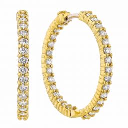 Image for Roberto Coin Perfect Diamond Hoops Inside Out Hoop Earrings in Yellow Gold, 25 mm, 1.53 cttw