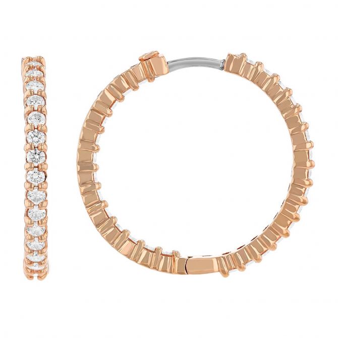 Perfect Diamond Hoops Inside | Earrings cttw mm, 001613AXERX0 Out 25 Hoop Rose Gold, in 1.53 | Borsheims