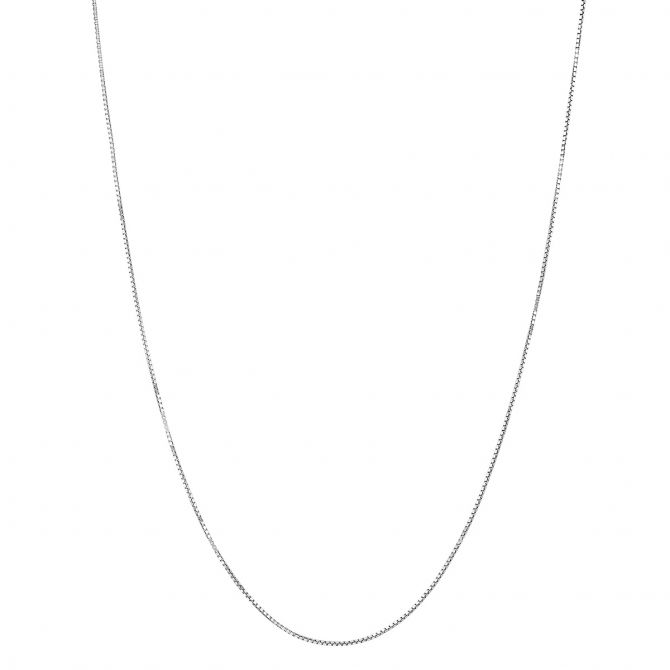 14K White Gold Box Chain, 18"