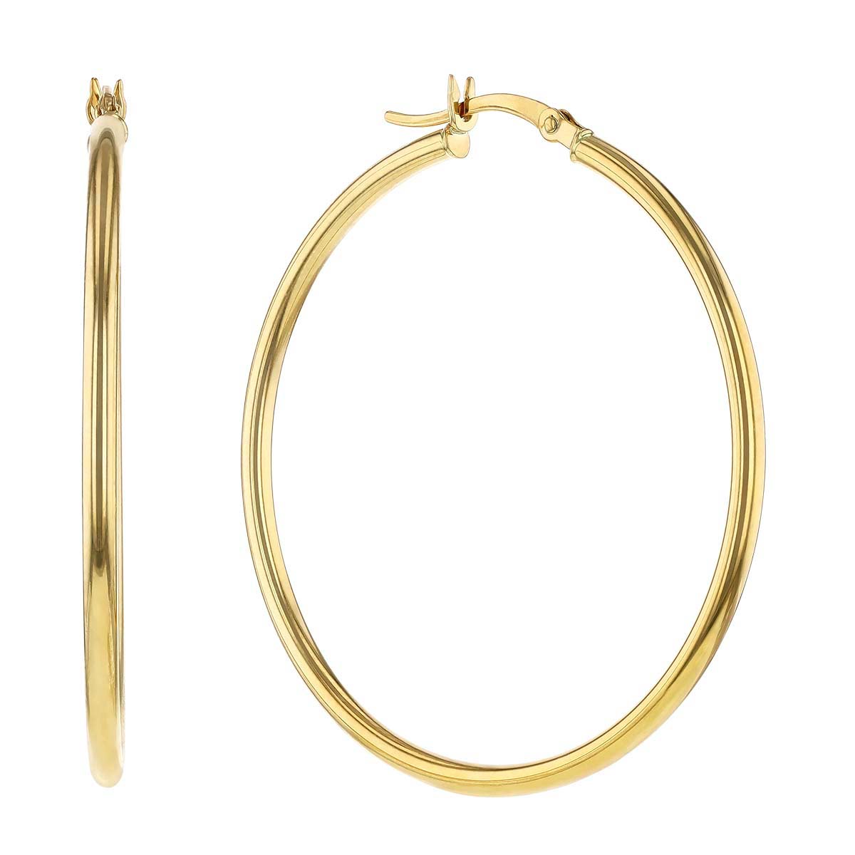 Yellow Gold High Polished Hoop Earrings, 2x40mm | Borsheims