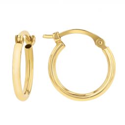 Image for Yellow Gold Tube Hoop Earrings, 12 mm