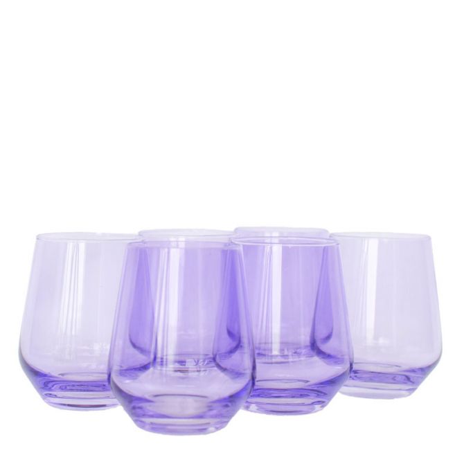 Estelle Lavender Colored Stemless Wine Glasses, Set of 6