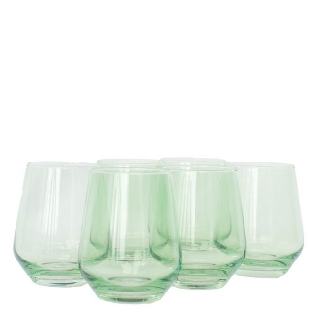 Set of 6 Clear Handblown Stemless Wine Glasses from Mexico