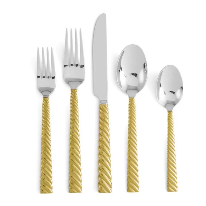 Michael Aram Twist Gold Tone 5 Piece Flatware Set