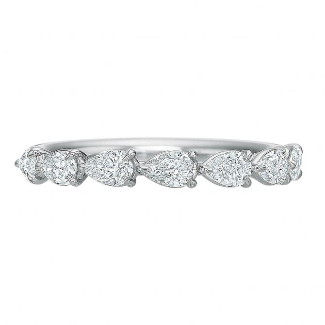 Diamond Pear Shaped Half Eternity Wedding Band in White Gold