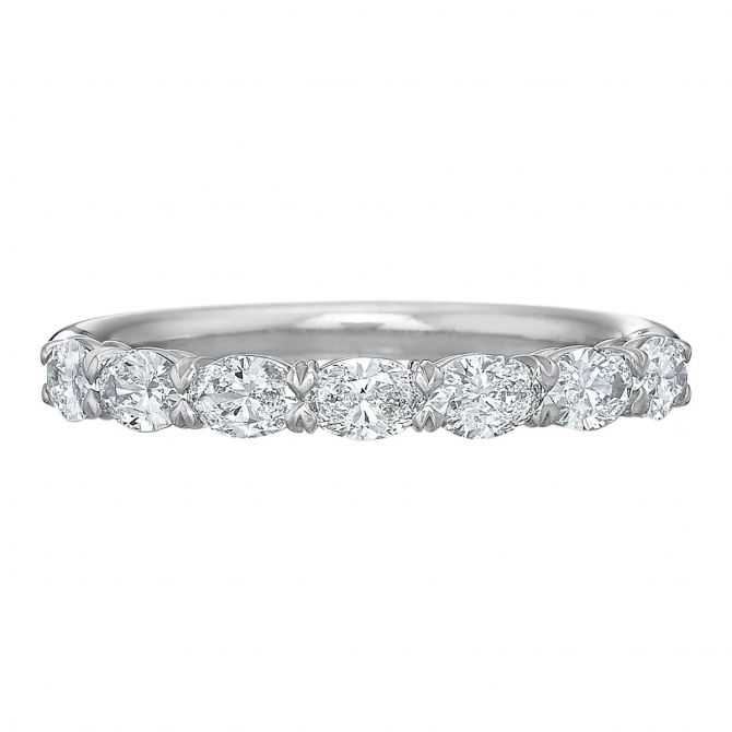 Diamond Oval Half Eternity Wedding Band in White Gold