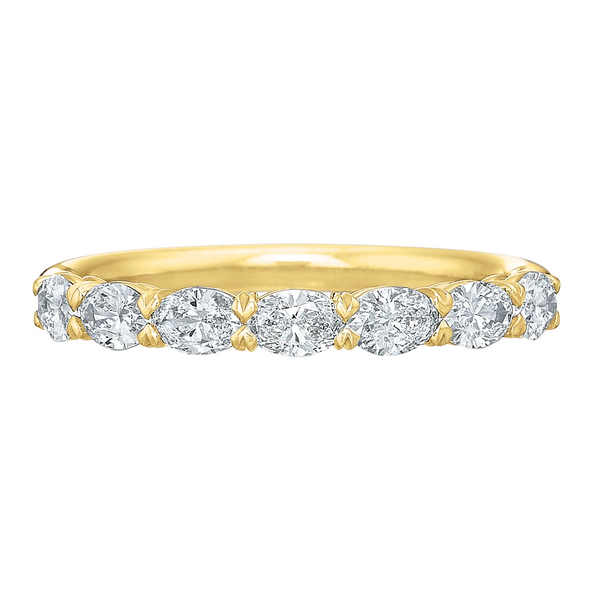 Diamond Oval Half Eternity Wedding Band In Yellow Gold 