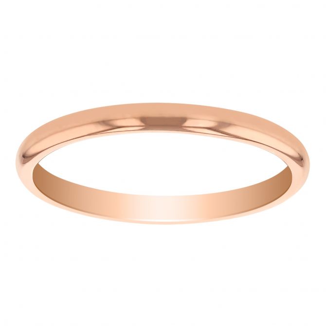 Rose Gold Comfort Fit Low Dome 2 mm Wedding Band