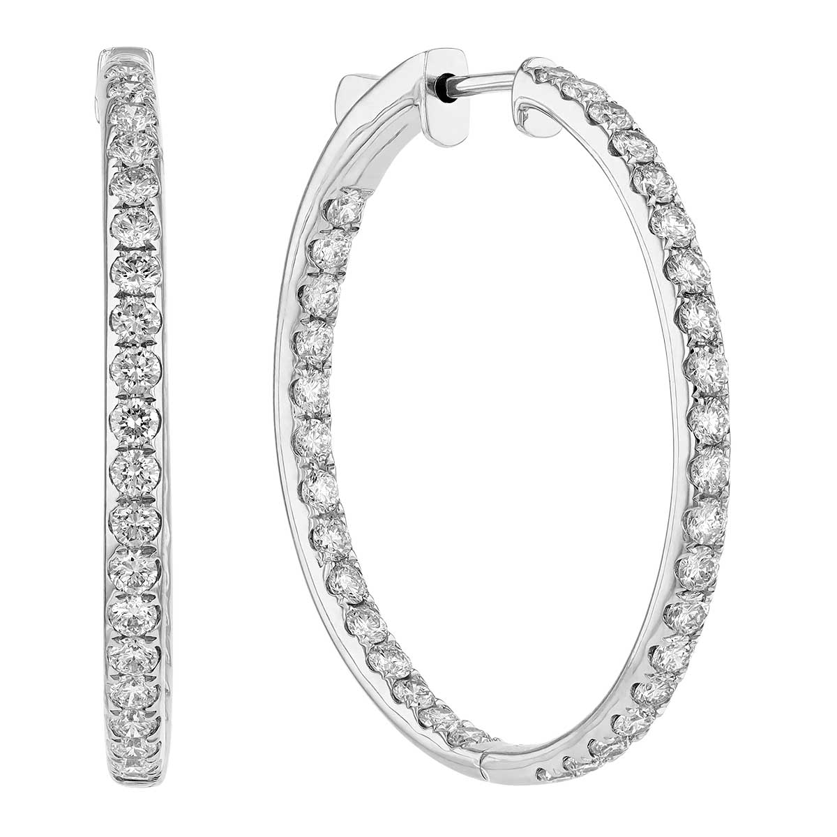 Diamond Inside Out Hoop Earrings in White Gold, 35 mm, 2.00 cttw ...