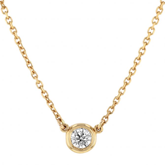 Diamond Bezel Set Single Station Necklace in Yellow Gold, 18"