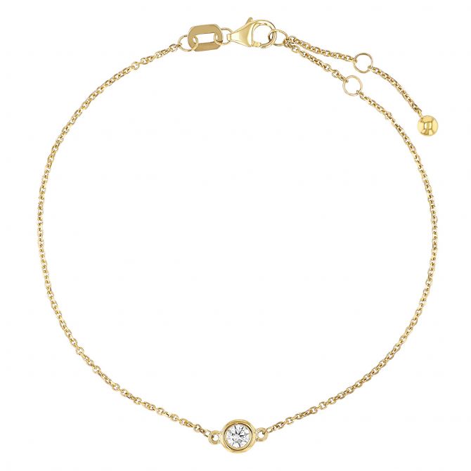 Diamond Bezel Set Single Station Bracelet in Yellow Gold