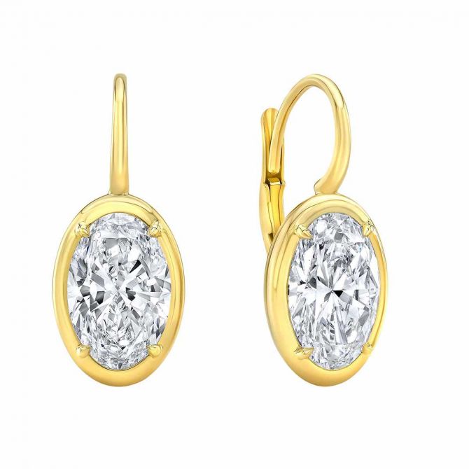 Bezel-Set Round Diamond Stud Earrings in 18K Yellow Gold